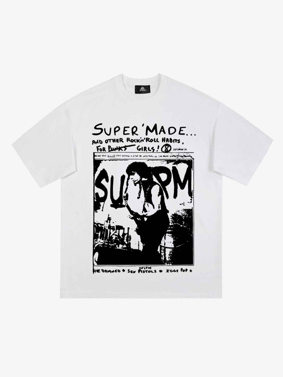 Vintage Washed Punk Graphic Print T-Shirt