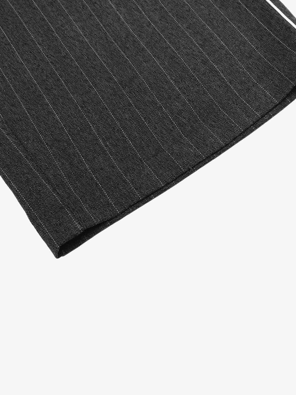 Pinstripe Elastic Waist Wide Leg Pants - Luxuryurbanwear