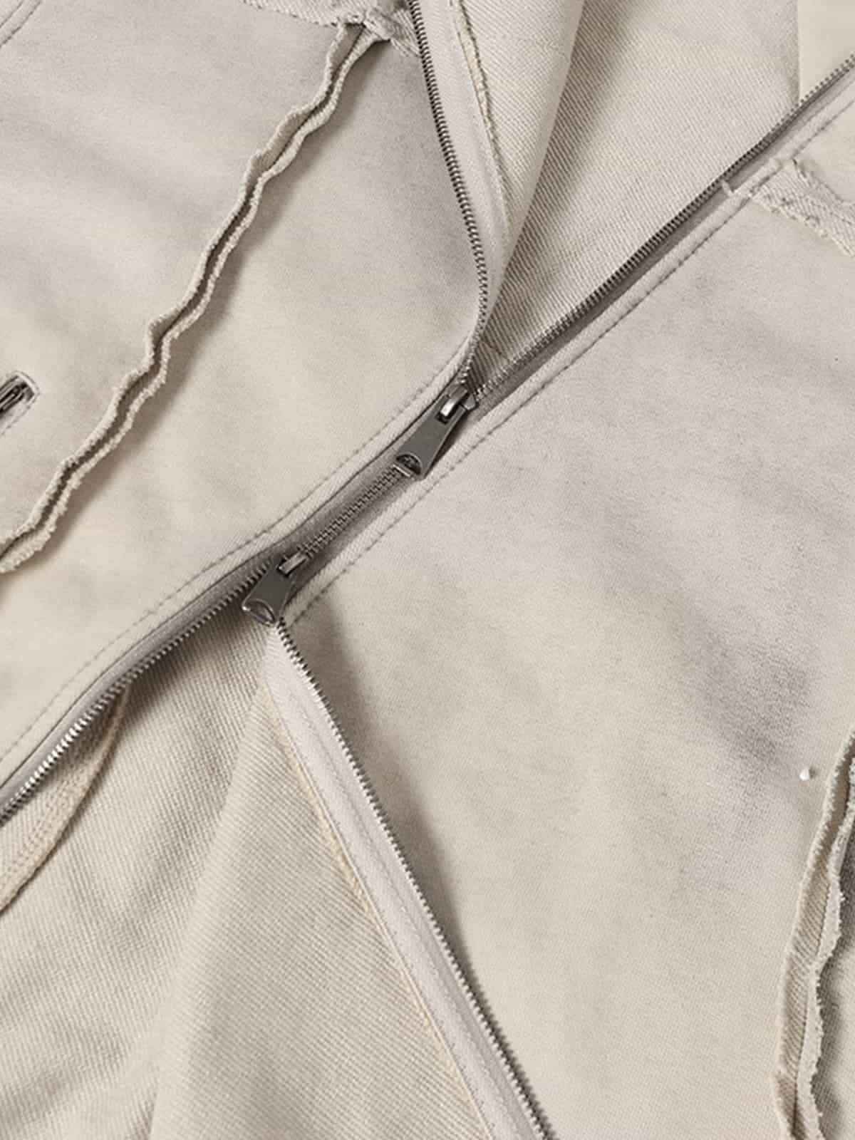 Retro Asymmetric Zip Up Deconstructed Hoodie