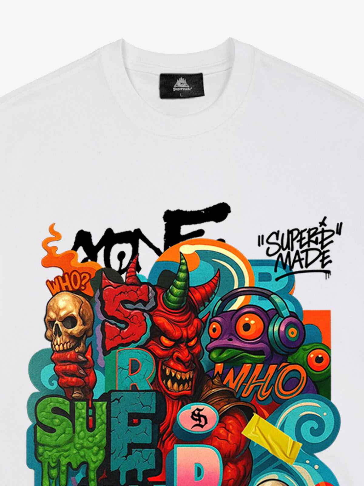 Trendy Multicolor Graffiti Skull Graphic T-Shirt
