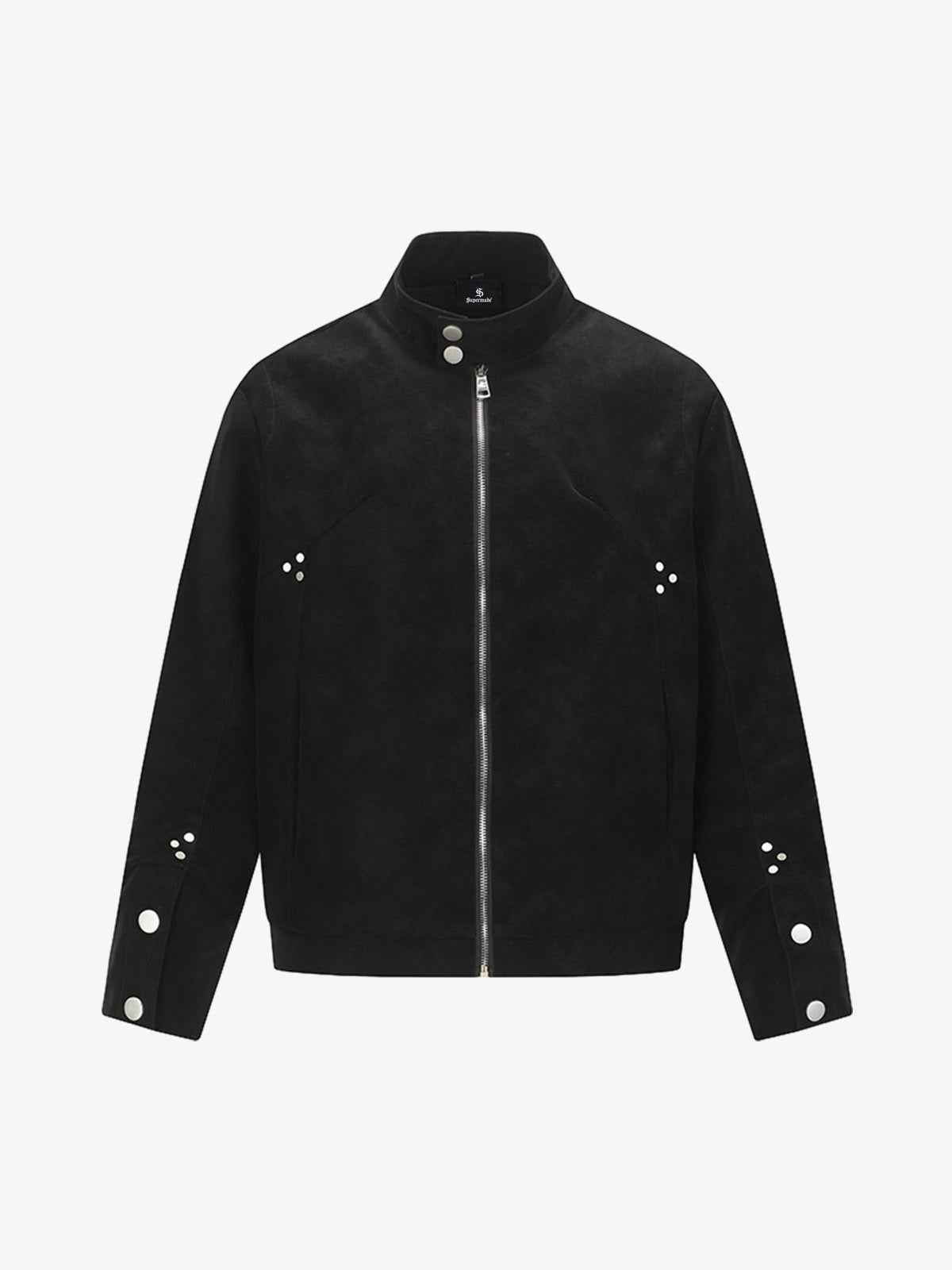 Suede Studded Zip Up Jacket