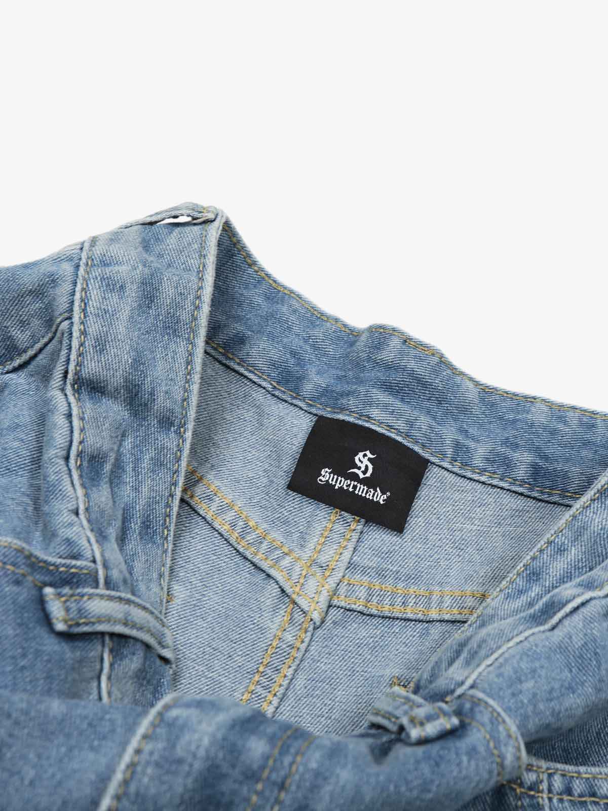 Vintage Asymmetrical Star-Wash Barrel Jeans