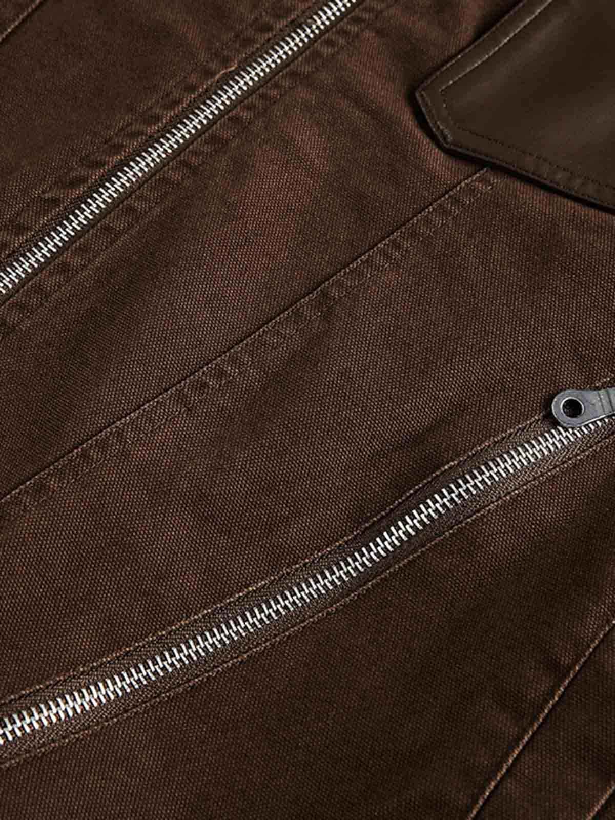 Retro Panelled Utility Multi Pocket Zip Up Bomber Jacket