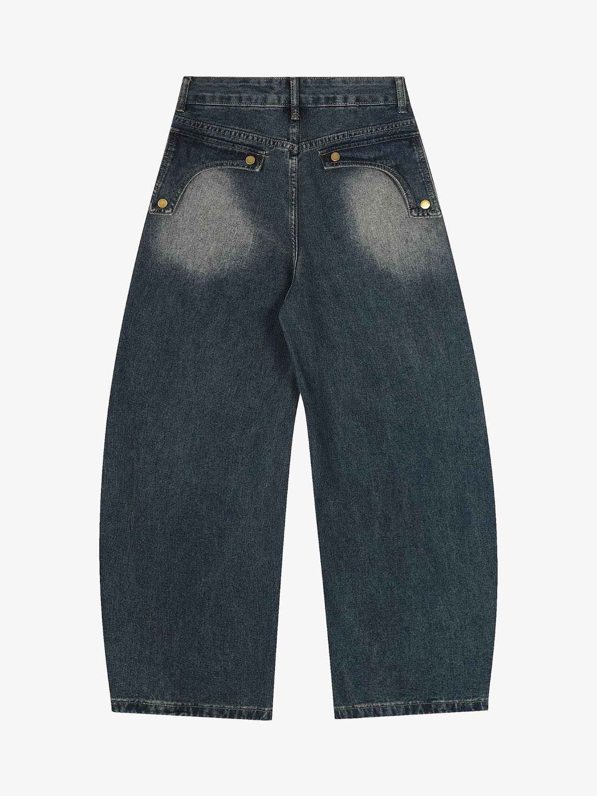 Vintage Embroidered Washed Raw-Edge Graffiti Scimitar Jeans