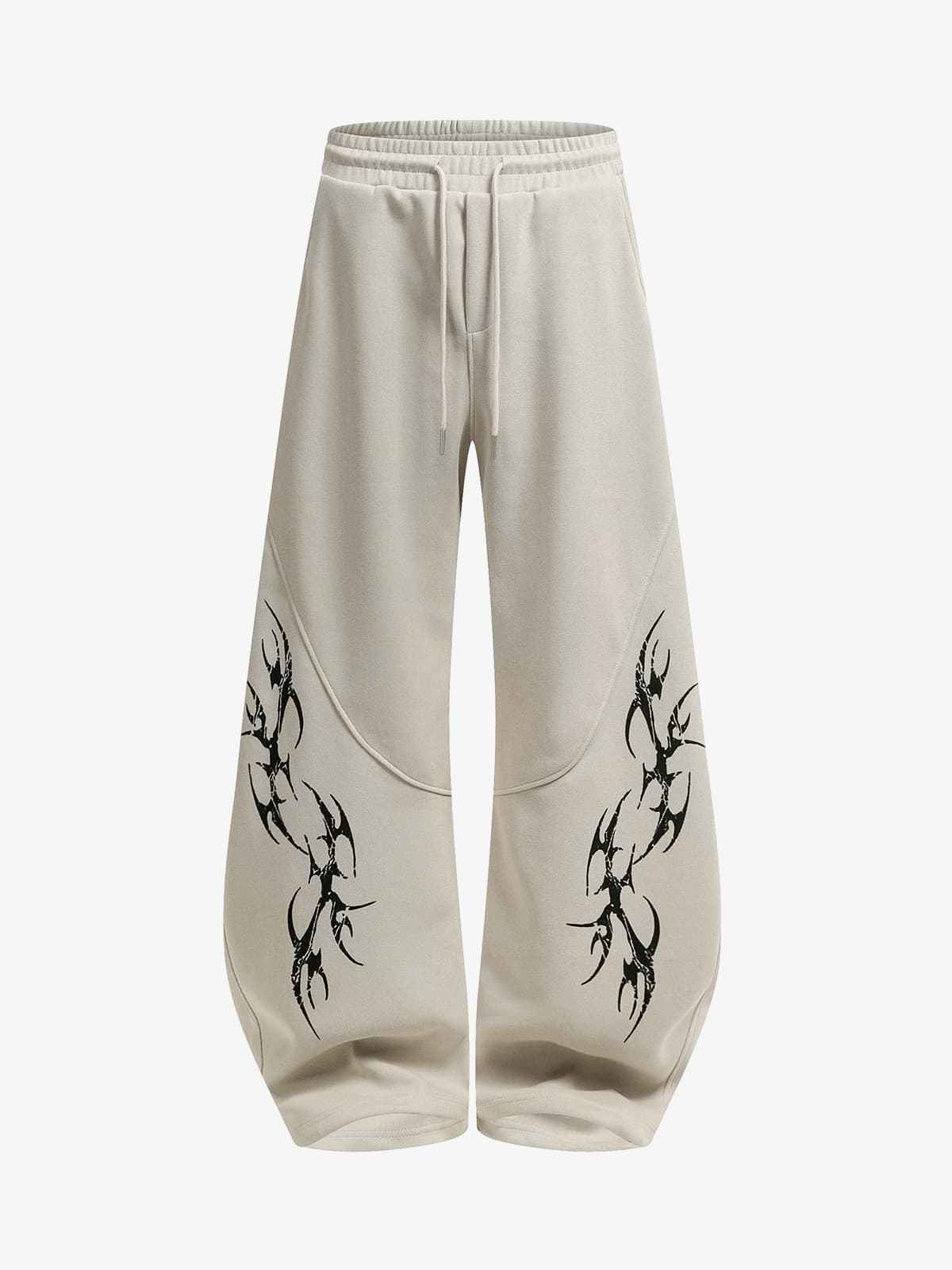 Retro Tribal Print Wide Leg Barrel Pants