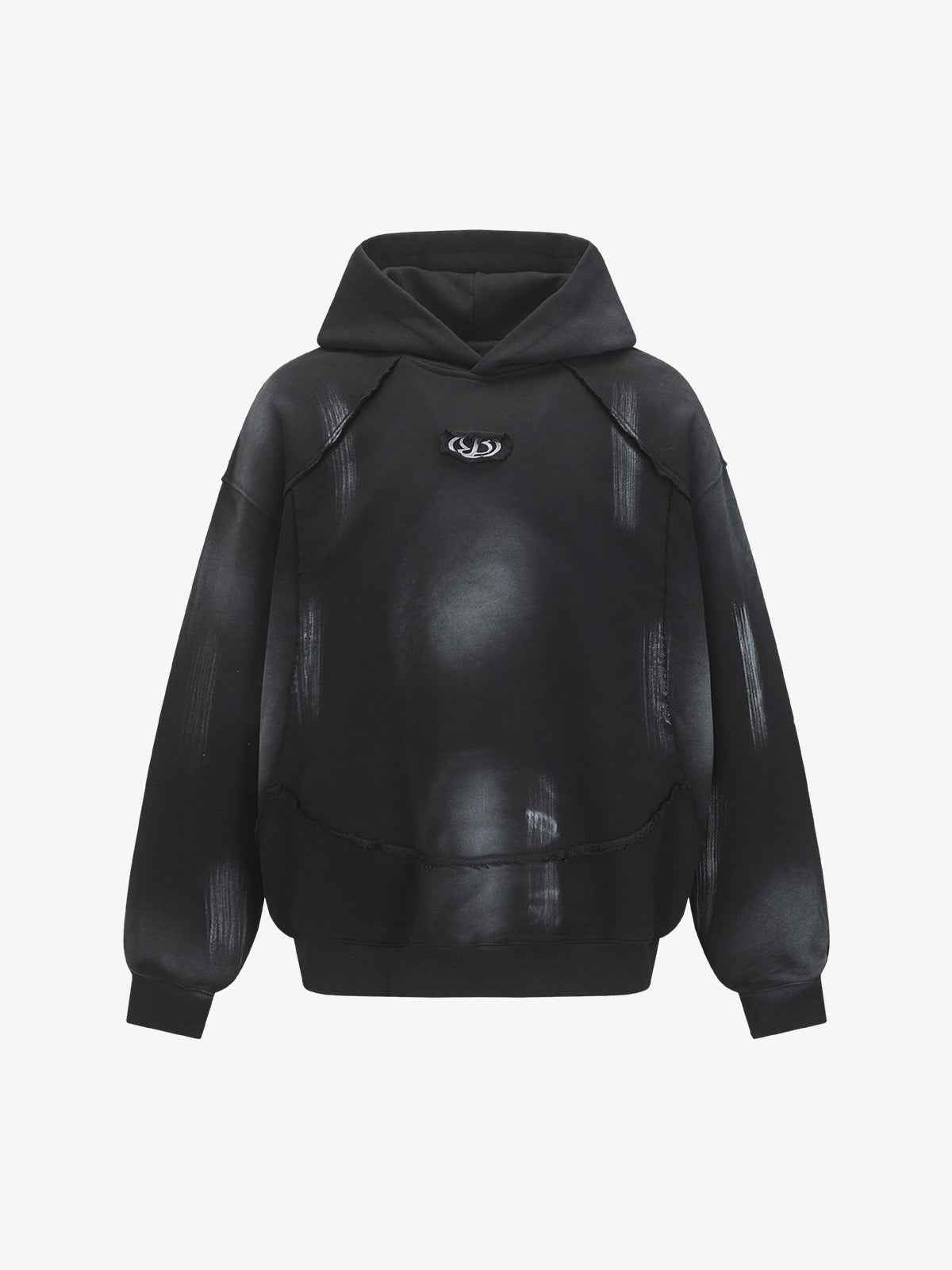 Hip-Hop Wasteland Ink-Dyed Raw Edge Hoodie