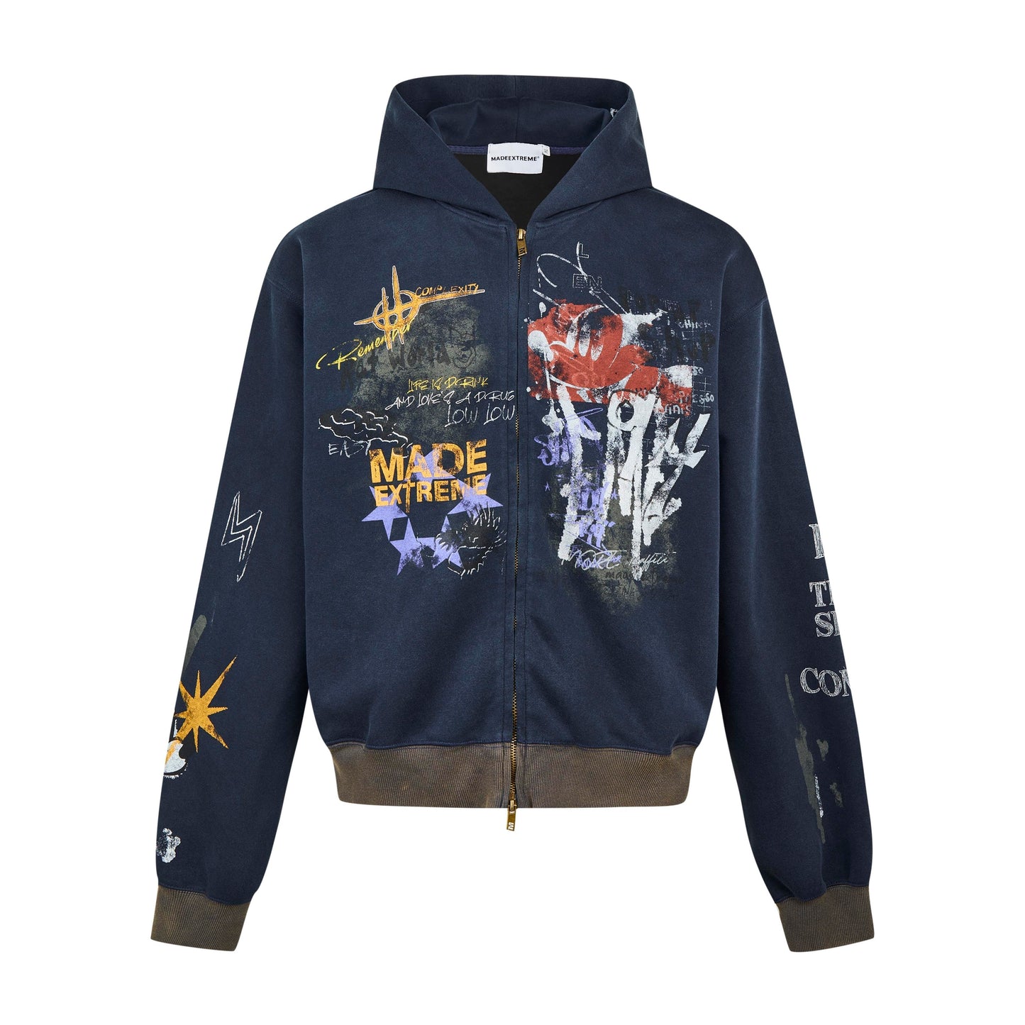 Grunge Graffiti | Full-Zip Hoodie - Luxuryurbanwear