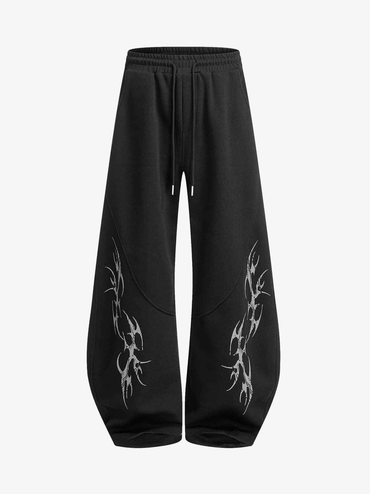 Retro Tribal Print Wide Leg Barrel Pants