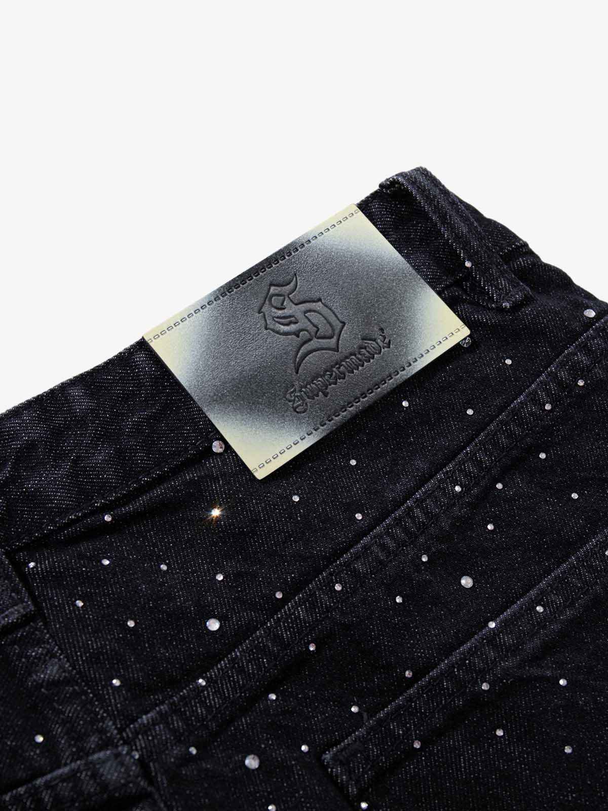 Star Rhinestone Embellished Baggy Jeans