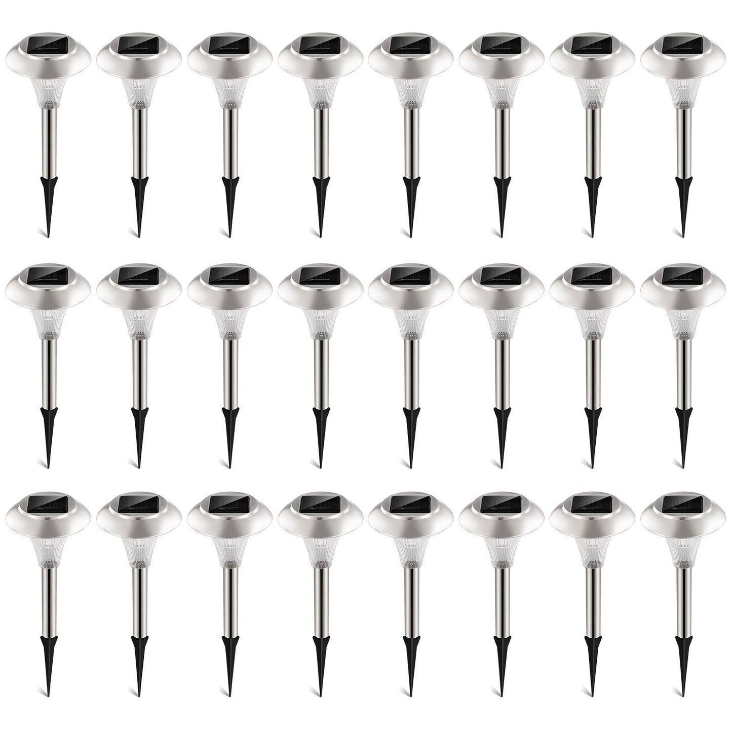 24Packs Solar Garden Lights Outdoor IP44 Waterproof Solar Pathway Lights Color Changing Landscape Lamps 10Hrs Lawn Lighting for Yard Driveway Walkway