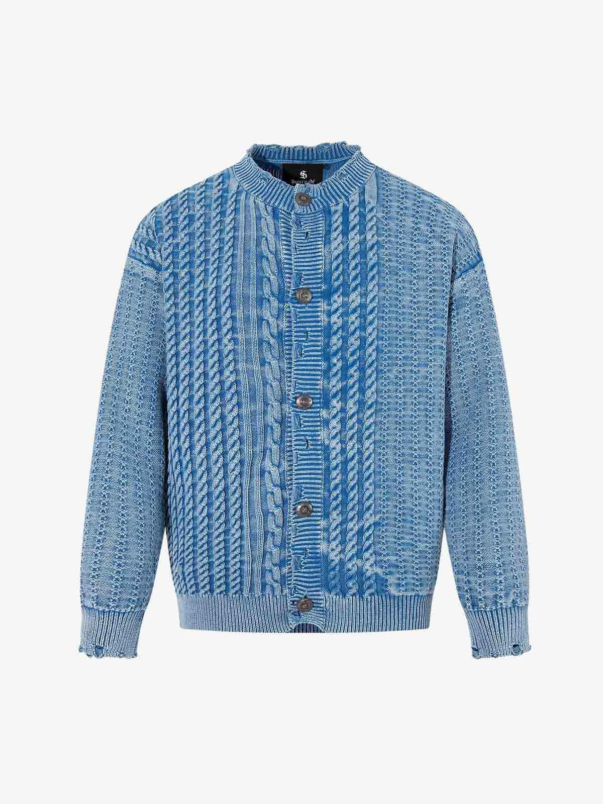 Textured Cable Knit Button Up Cardigan Jacket