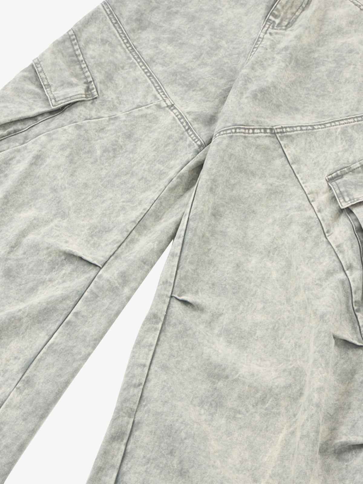Vintage Washed Multi-Pocket Barrel Jeans