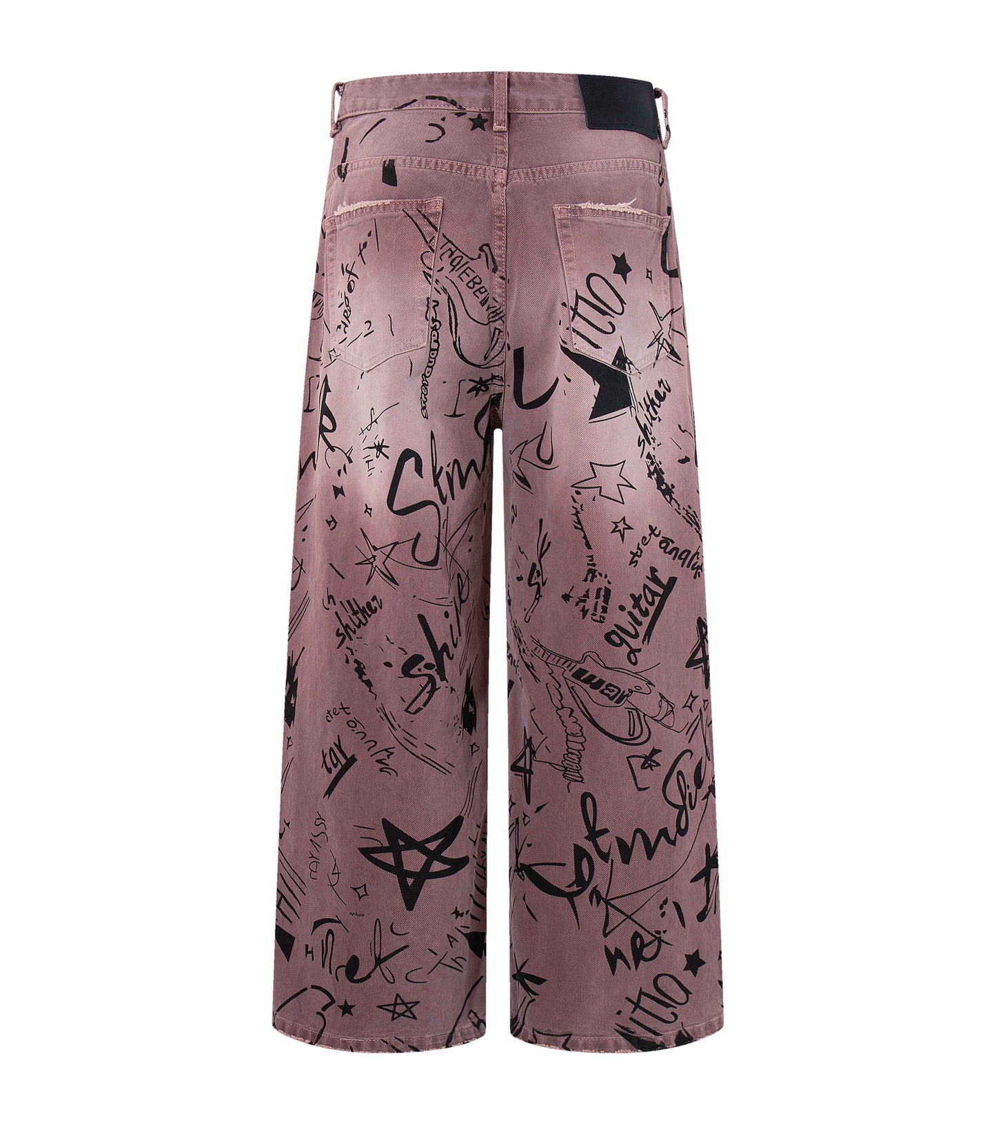 MAROON GRAFFITI DENIM