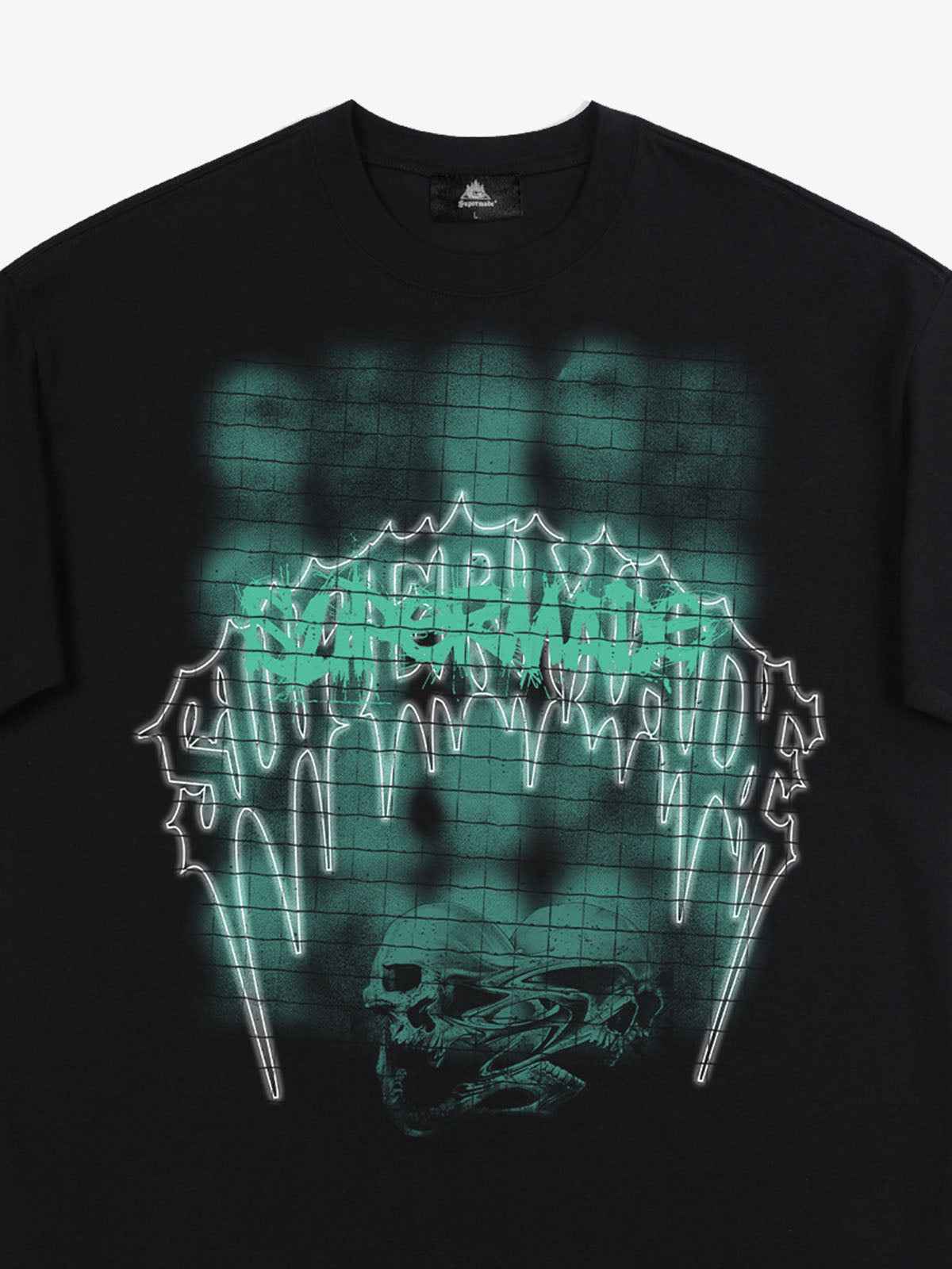 Dark Grid Skull Graphic T-Shirt