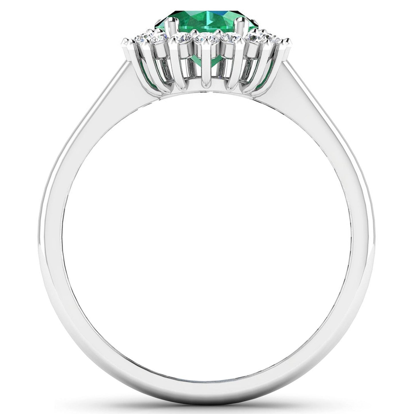 1.87 Carat Genuine Zambian Emerald and White Diamond 14K White Gold Ring