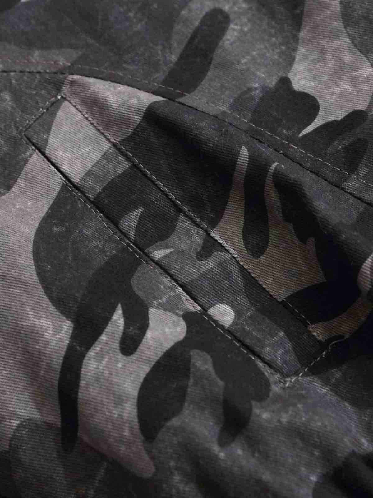 Vintage Camo Faux Fur Hood Padded Bomber Jacket