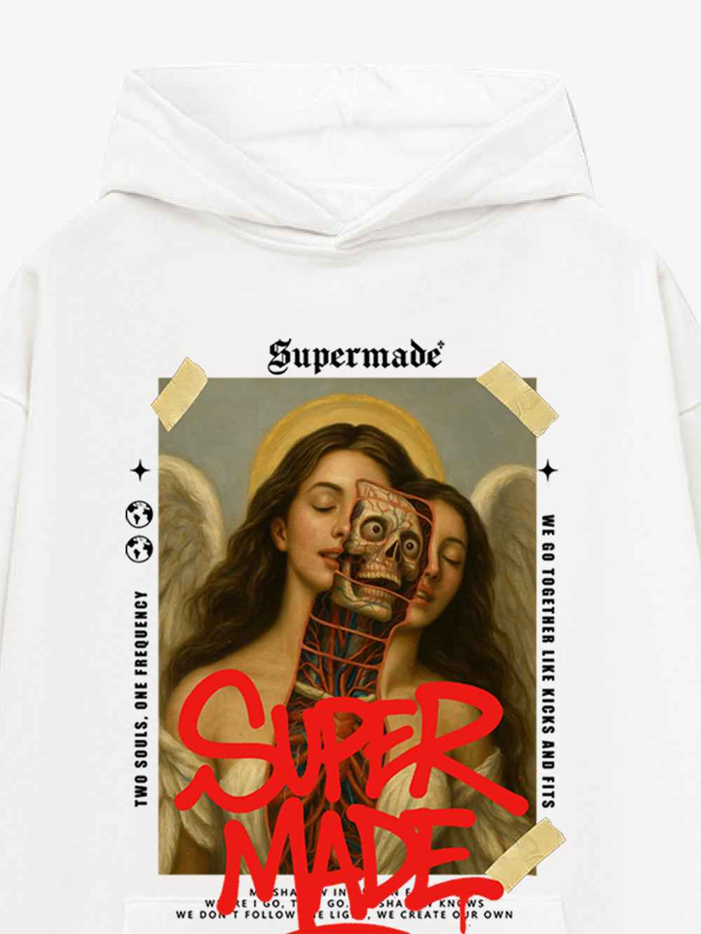 Skull And Face Two Soul Pattern Hoodie