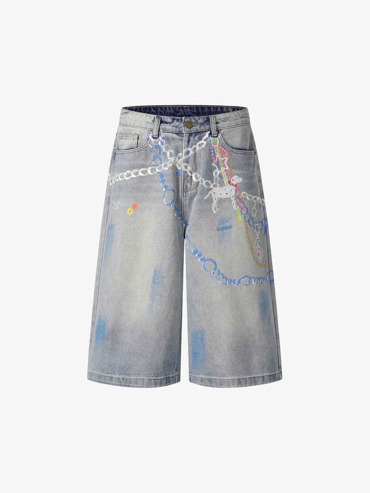 Street Painting Graffiti Denim Jorts - 2476