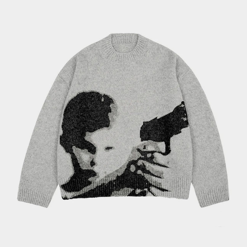Silent Vigil | Street Art Knit Sweater - Luxuryurbanwear