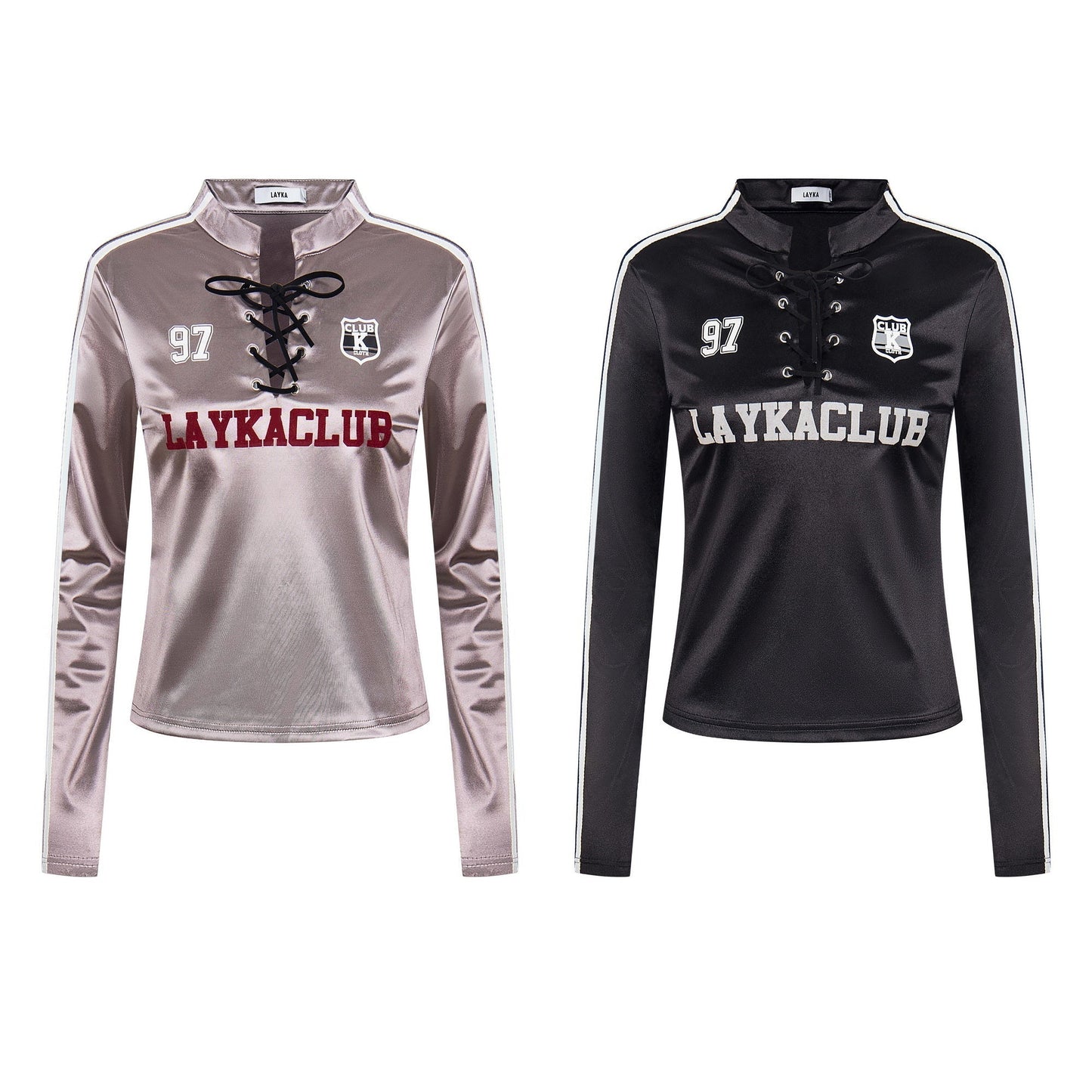 Lace-Up Club | Satin Sports Jersey Top - Luxuryurbanwear