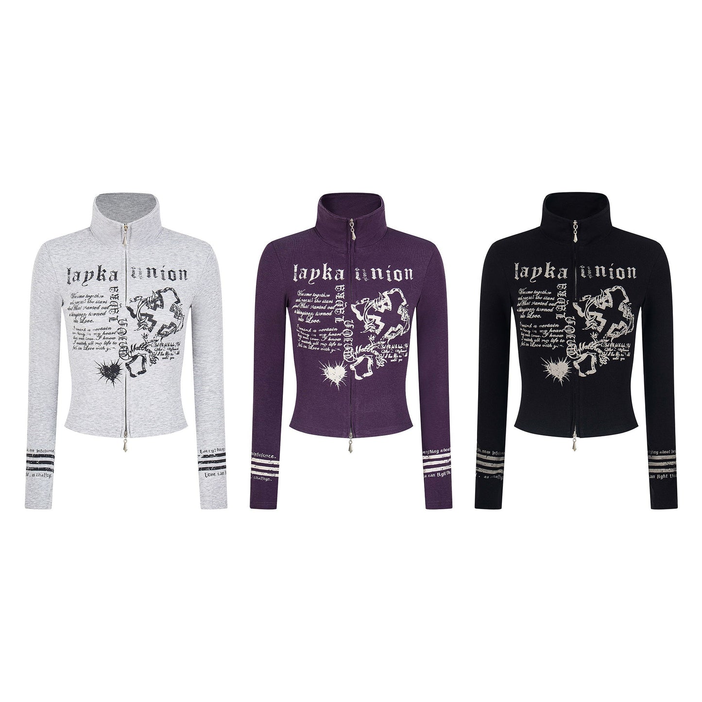 Union Print | Zip-Up Moto Graphic Top - Luxuryurbanwear