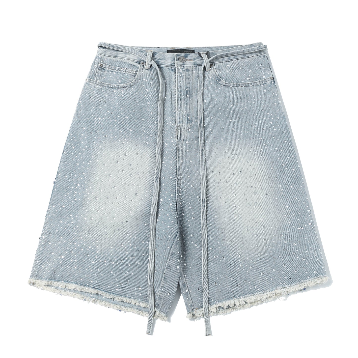 Rhinestone Frayed | Denim Shorts - Luxuryurbanwear
