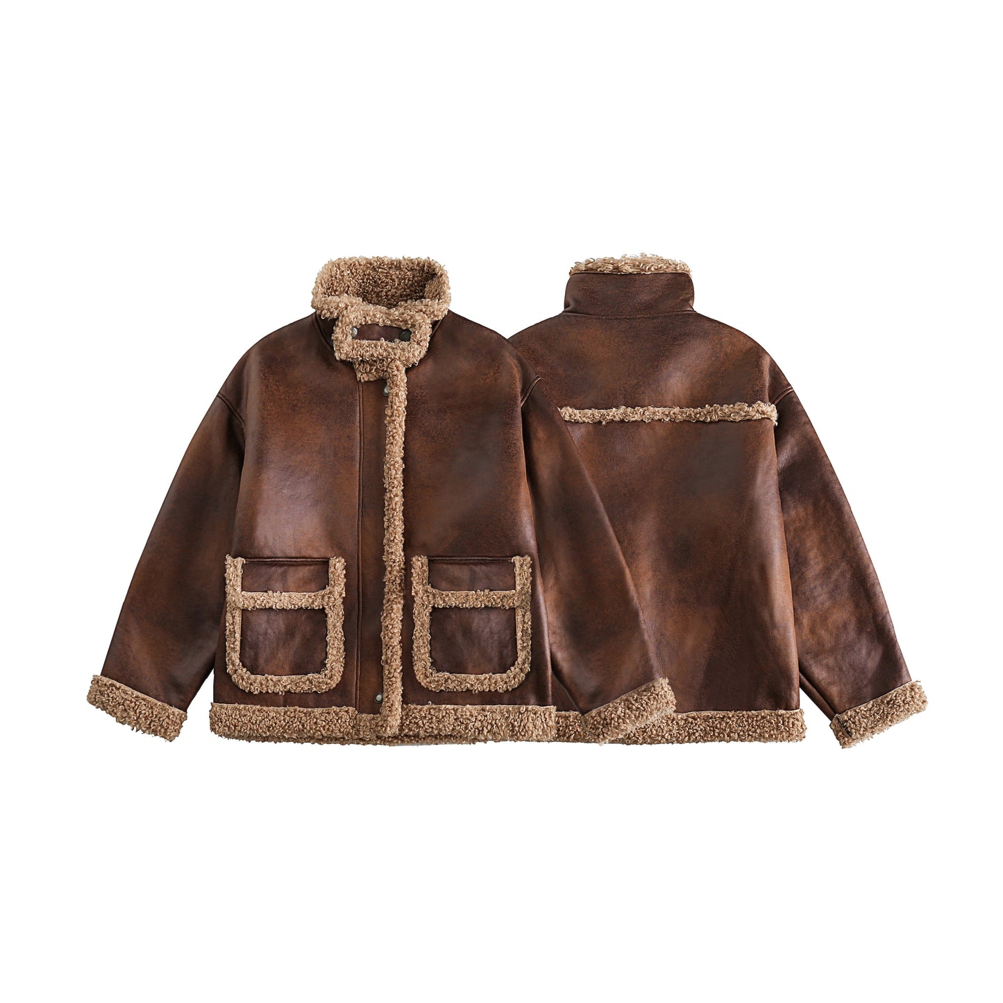 Rustfield | Faux Shearling Lined Aviator Jacket - Luxuryurbanwear