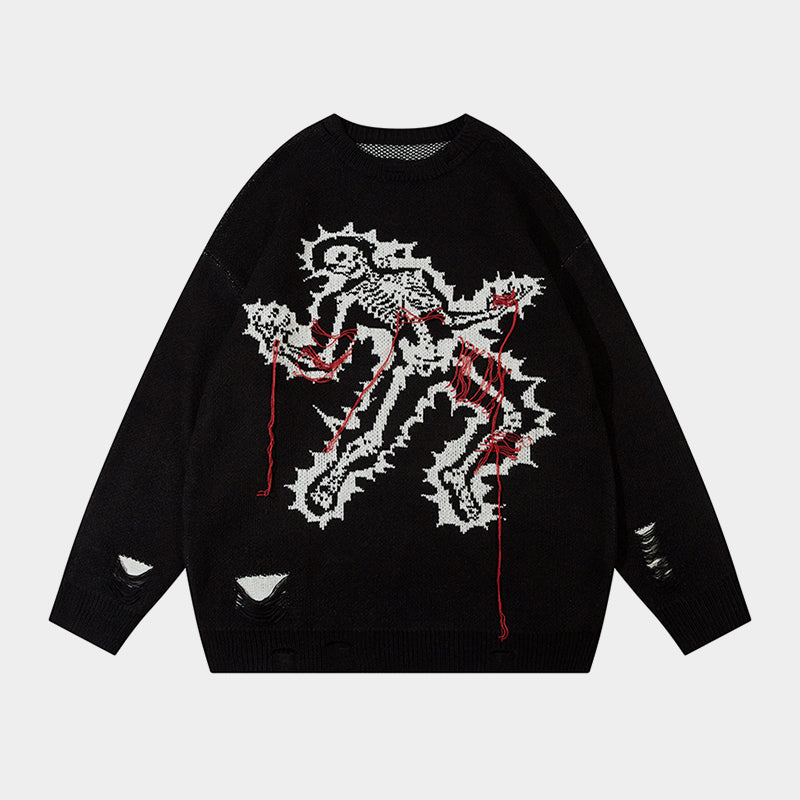 Grim Stitches | High Street Gothic Knit Jumper - Luxuryurbanwear