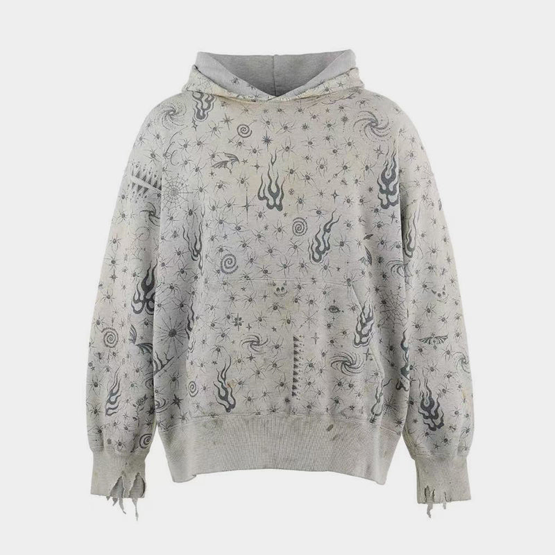 Mystic Burnout Print | Distressed Hoodie - Luxuryurbanwear