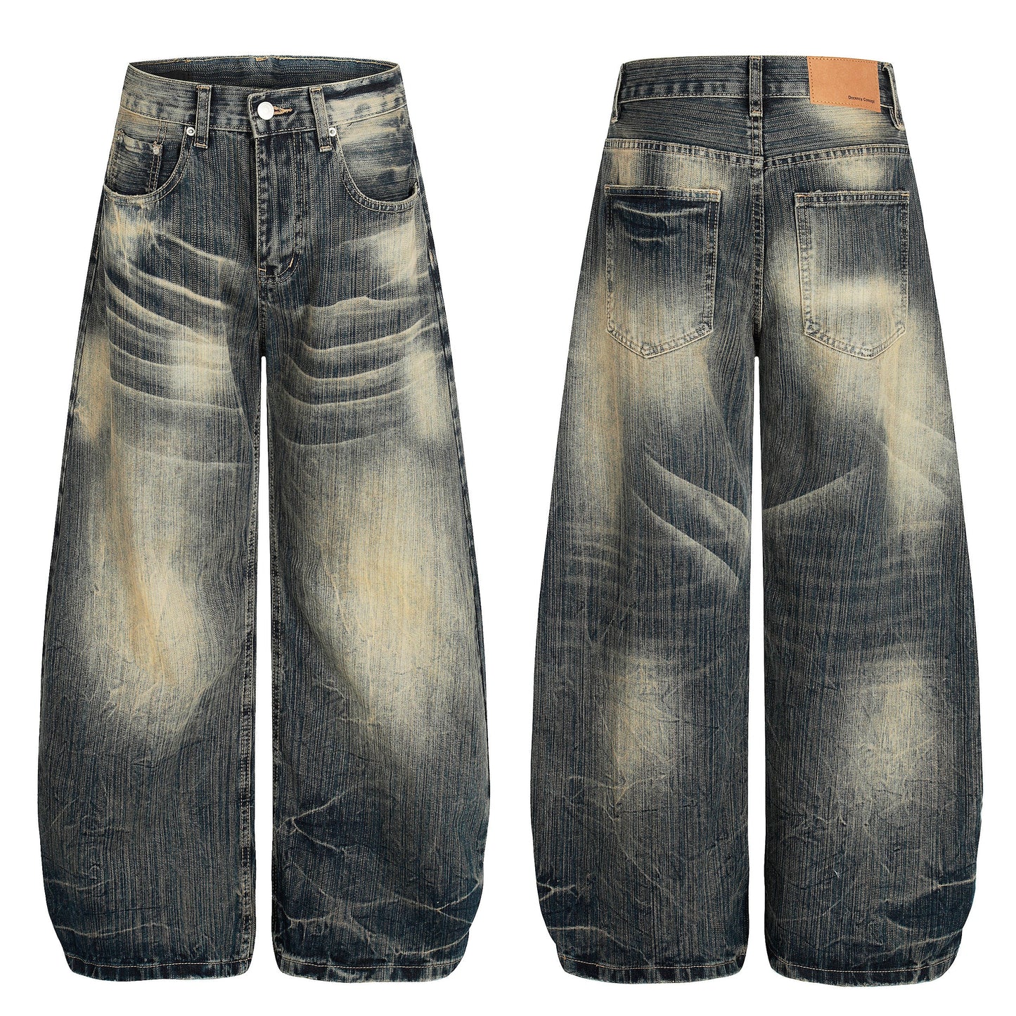 Echo Fade | Distressed Wash Wide-Leg Jeans - Luxuryurbanwear