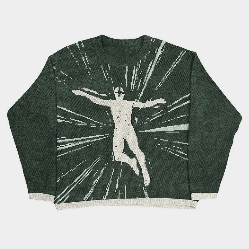 Leaping Boundaries | Abstract Art Knit Sweater - Luxuryurbanwear