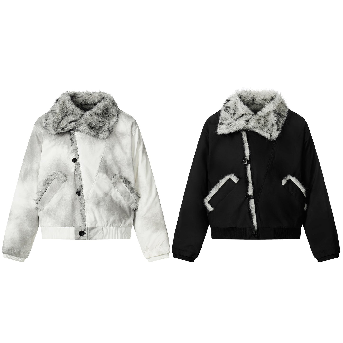 Faux-Fur Panel | Asymmetric Winter Jacket - Luxuryurbanwear