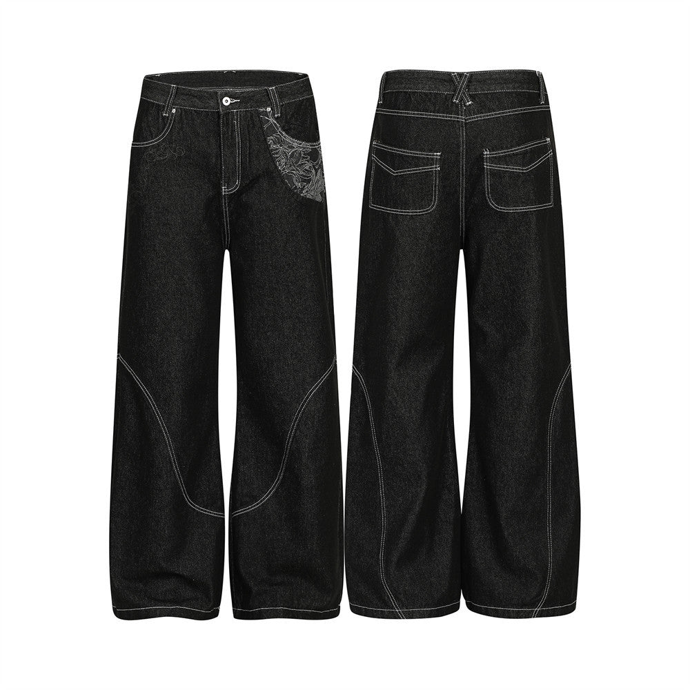 High Street Embroidery | Hip-Hop Jeans - Luxuryurbanwear