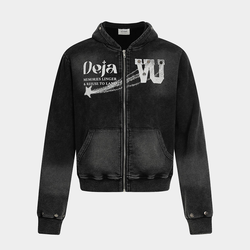 Washed Gradient | Black Zip Up Hoodie - Luxuryurbanwear