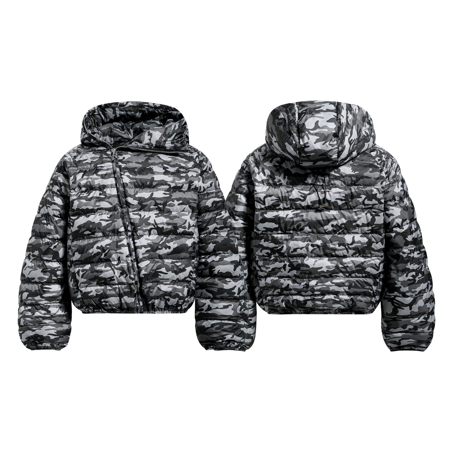 Camo Panel | Short Puffer Jacket - Luxuryurbanwear