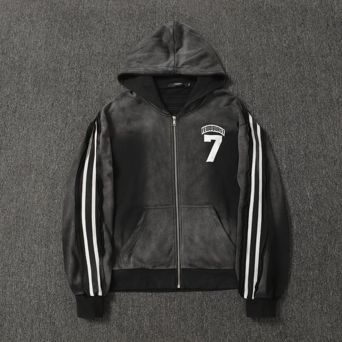 Vintage Sport Stripe | Zip Up Hoodie - Luxuryurbanwear