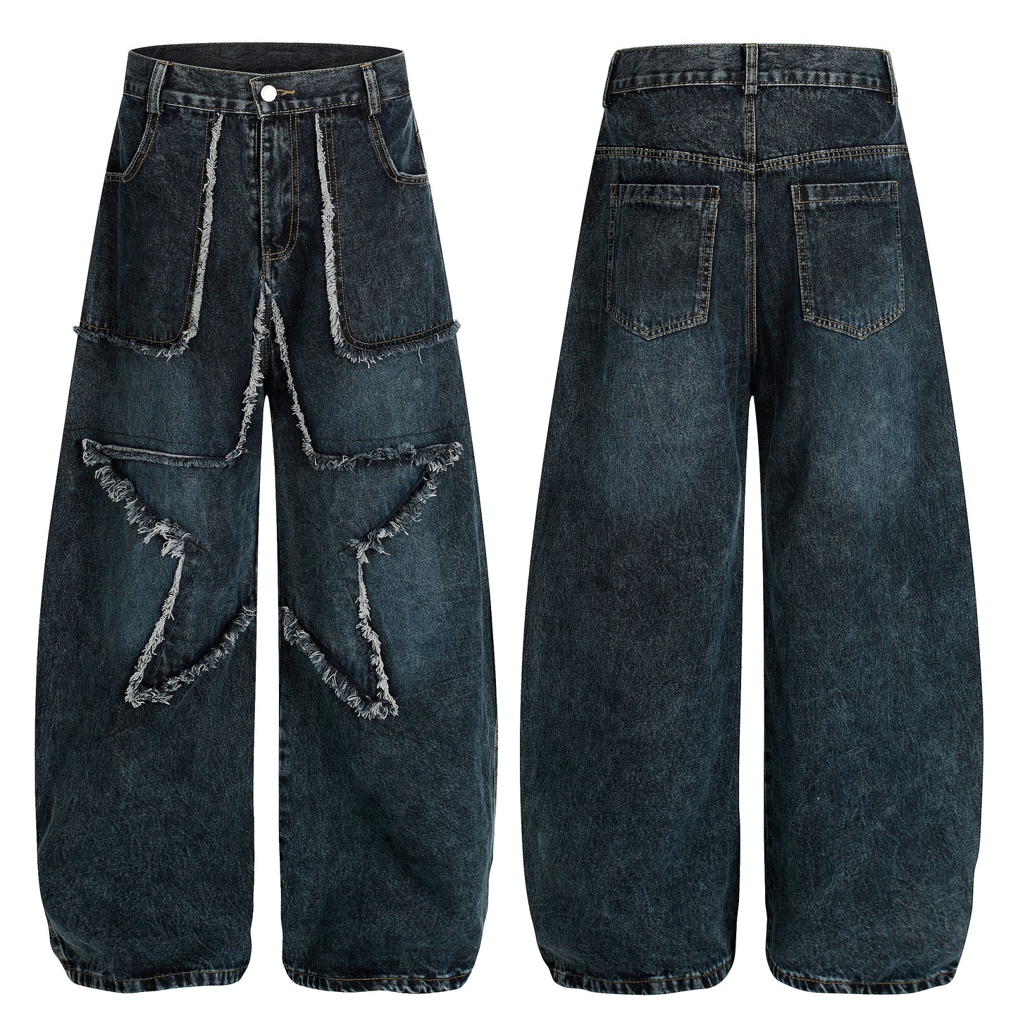 Star Patch Destroyed | Baggy Jeans - Luxuryurbanwear
