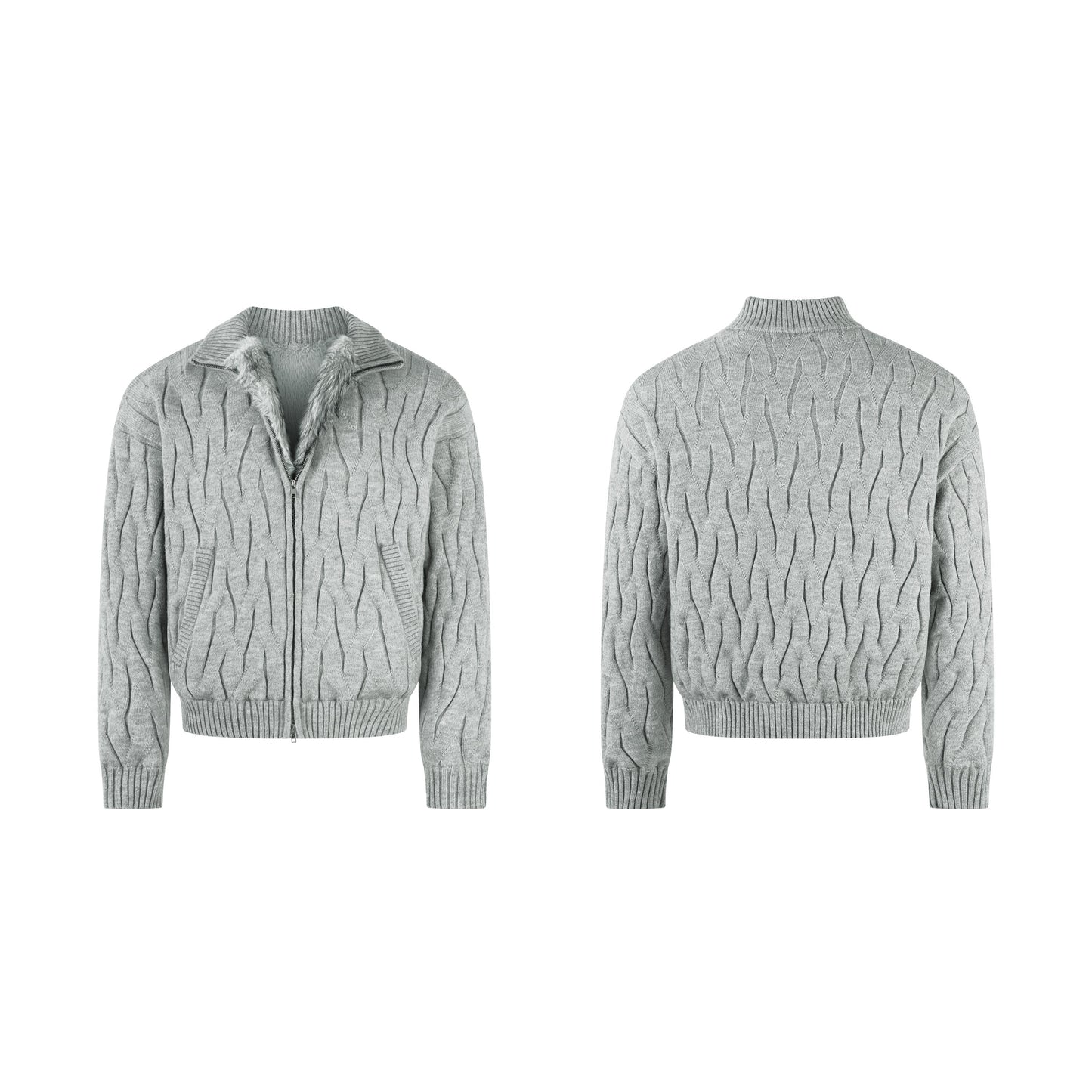 Textured Fleece | Knit Zip Jacket - Luxuryurbanwear