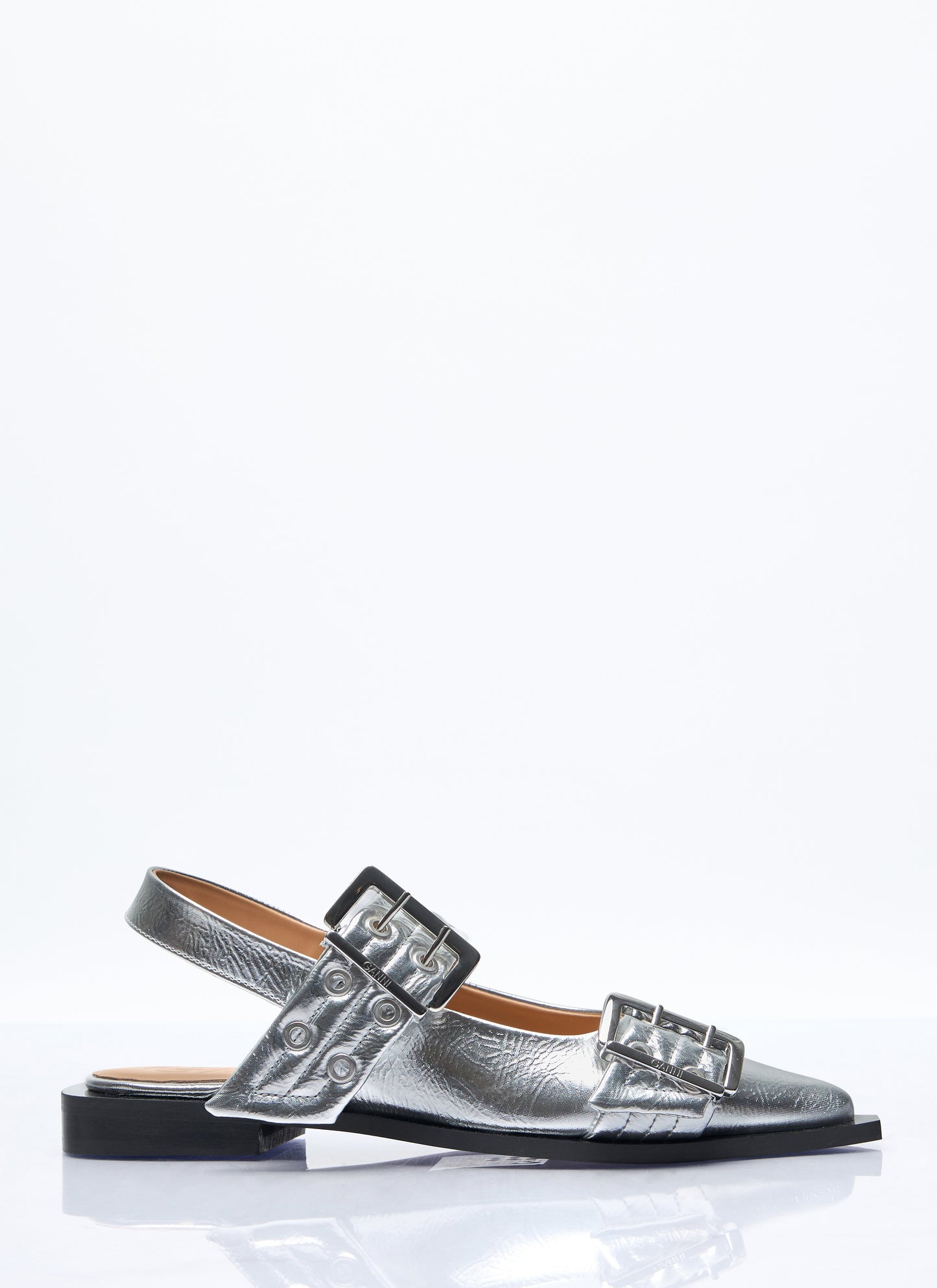 Ganni Women Feminine Buckle Ballerina Flats