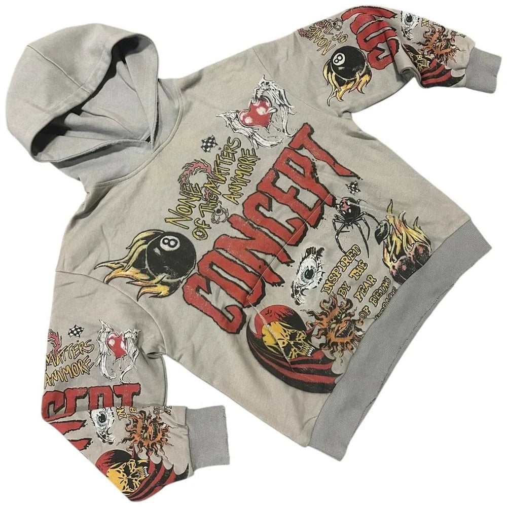 CONCEPT Hoodie Graffiti Flame Graphic