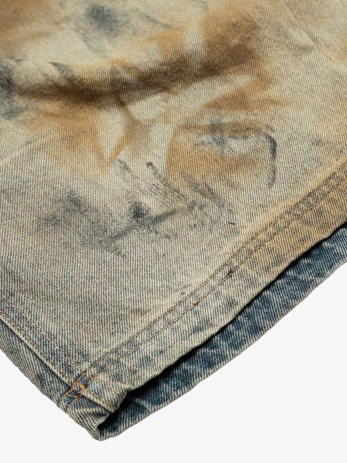 Distressed Tie-Dye Denim Shorts - 2577