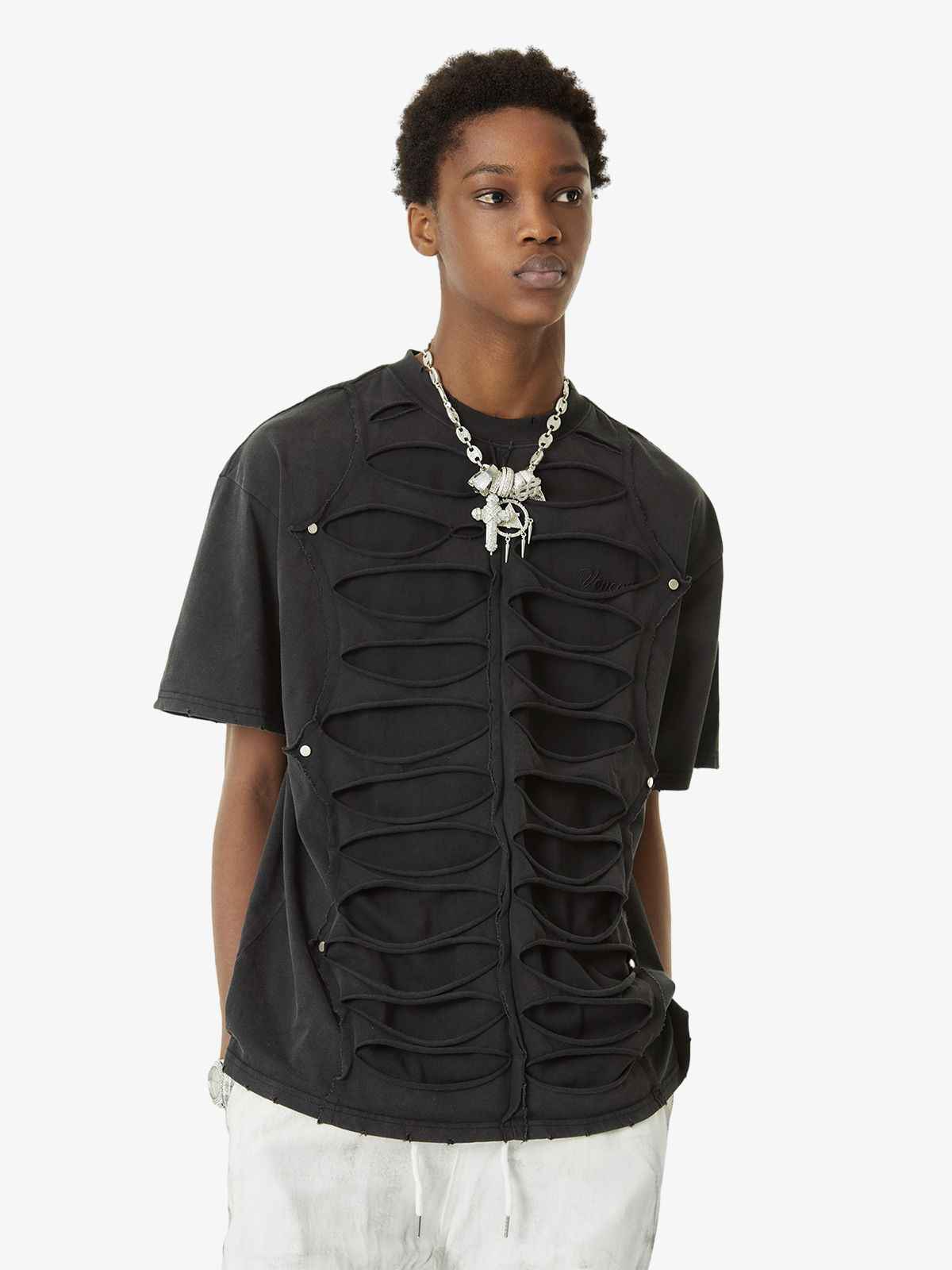 Thesupermade High Street Hip Hop Hole Design T-shirt