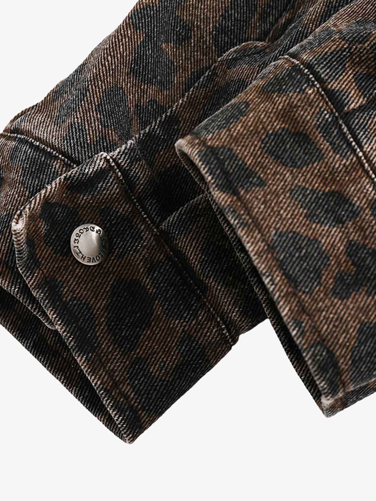 Vintage Washed Cheetah Denim Jacket