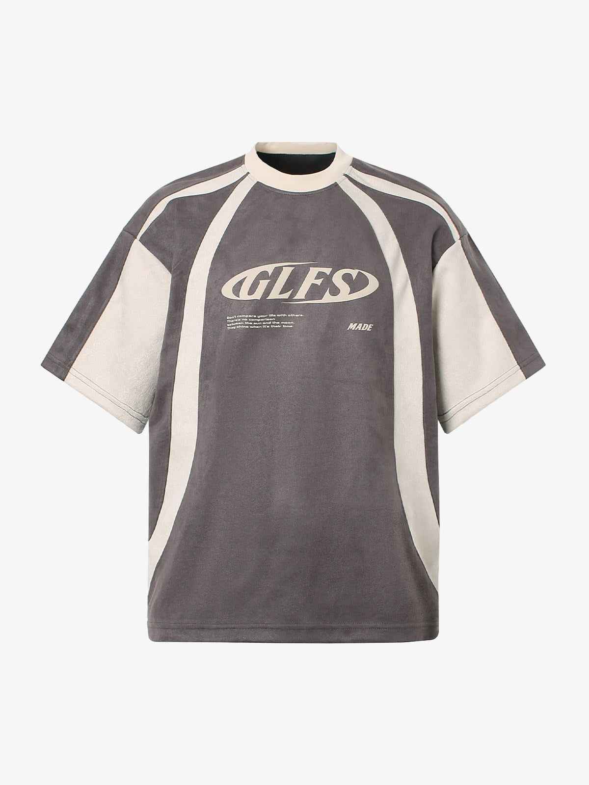 Deconstructed Contrast Color Stitching Printed T-shirt