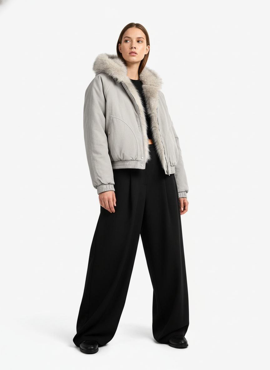 Spliced Fur Hooded Quilted Jacket – Unisex Luxury Urban Streetwear Outerwear