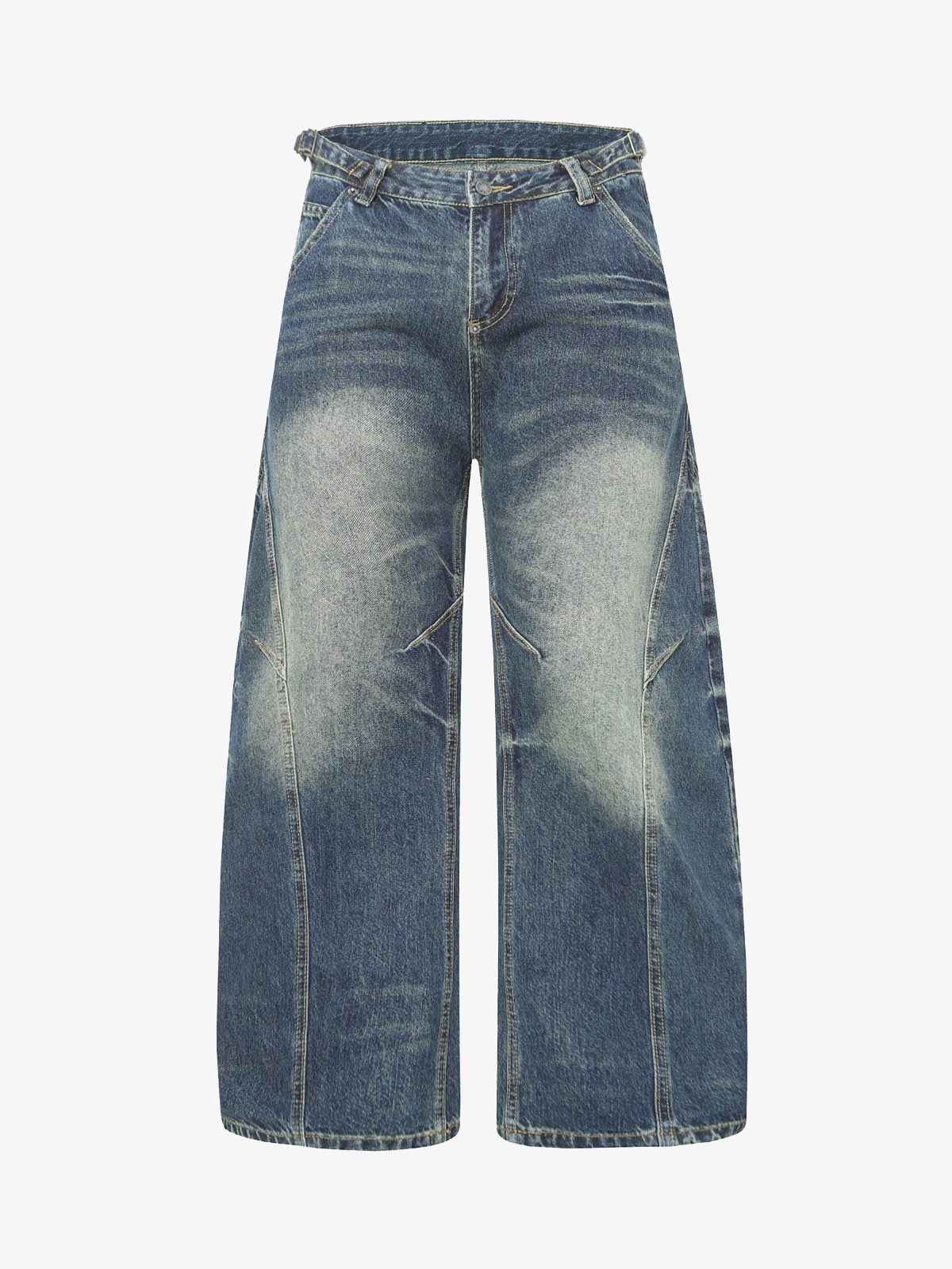 Washed Distressed Deconstructed Pleated Scimitar Jorts