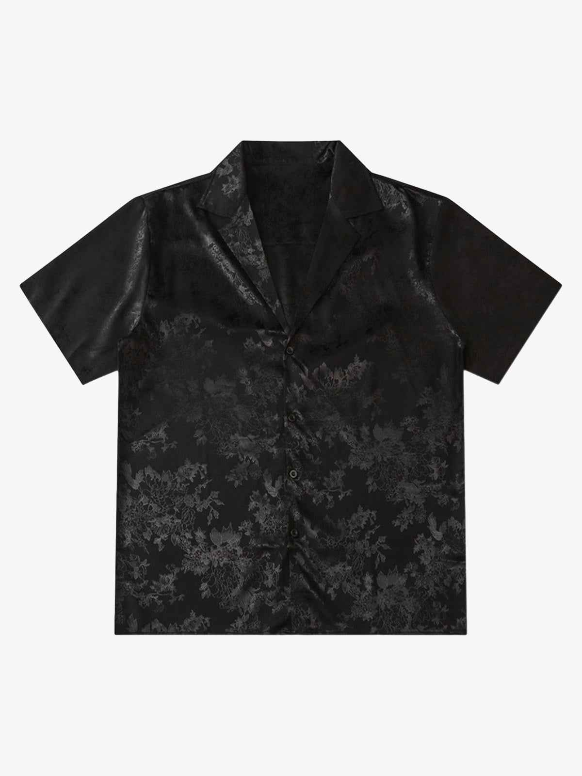 Thesupermade Leaves Pattern Black Vintage Shirts
