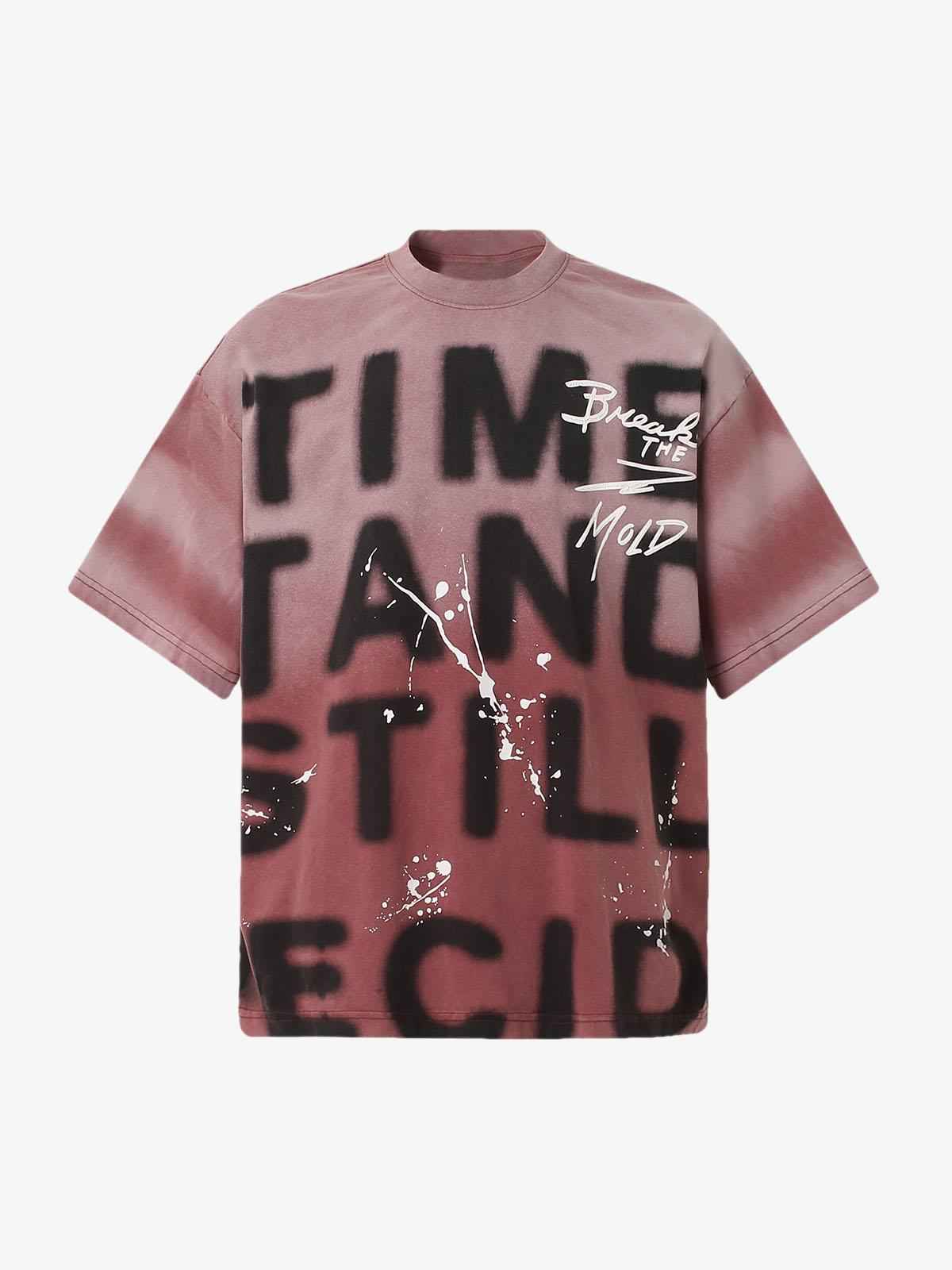 Ink Splash Letter Print T-Shirt - Unisex Oversized Graphic Streetwear Tee