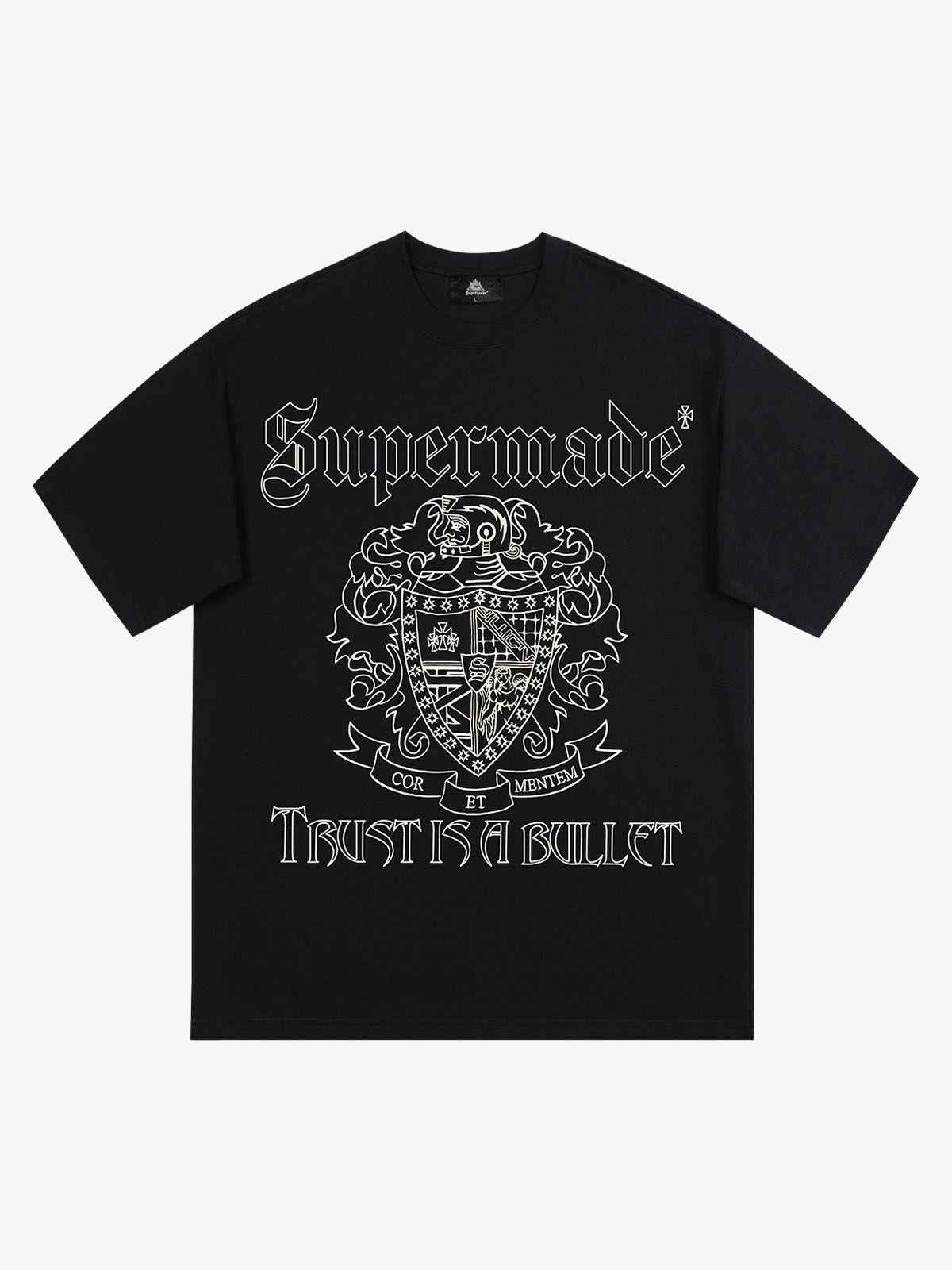 Original Gothic Letter Family Shield Badge Print T-Shirt