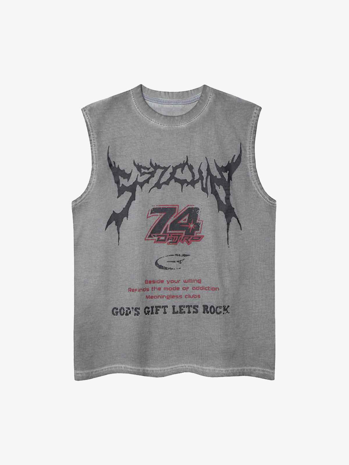 Retro Washed Letter Print Vest